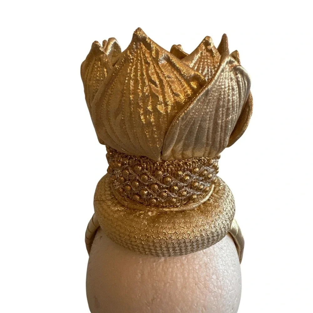 Gold-Toned Beaded Headpiece With Lotus Crown & Embellished‎ Tassels Costume Wear